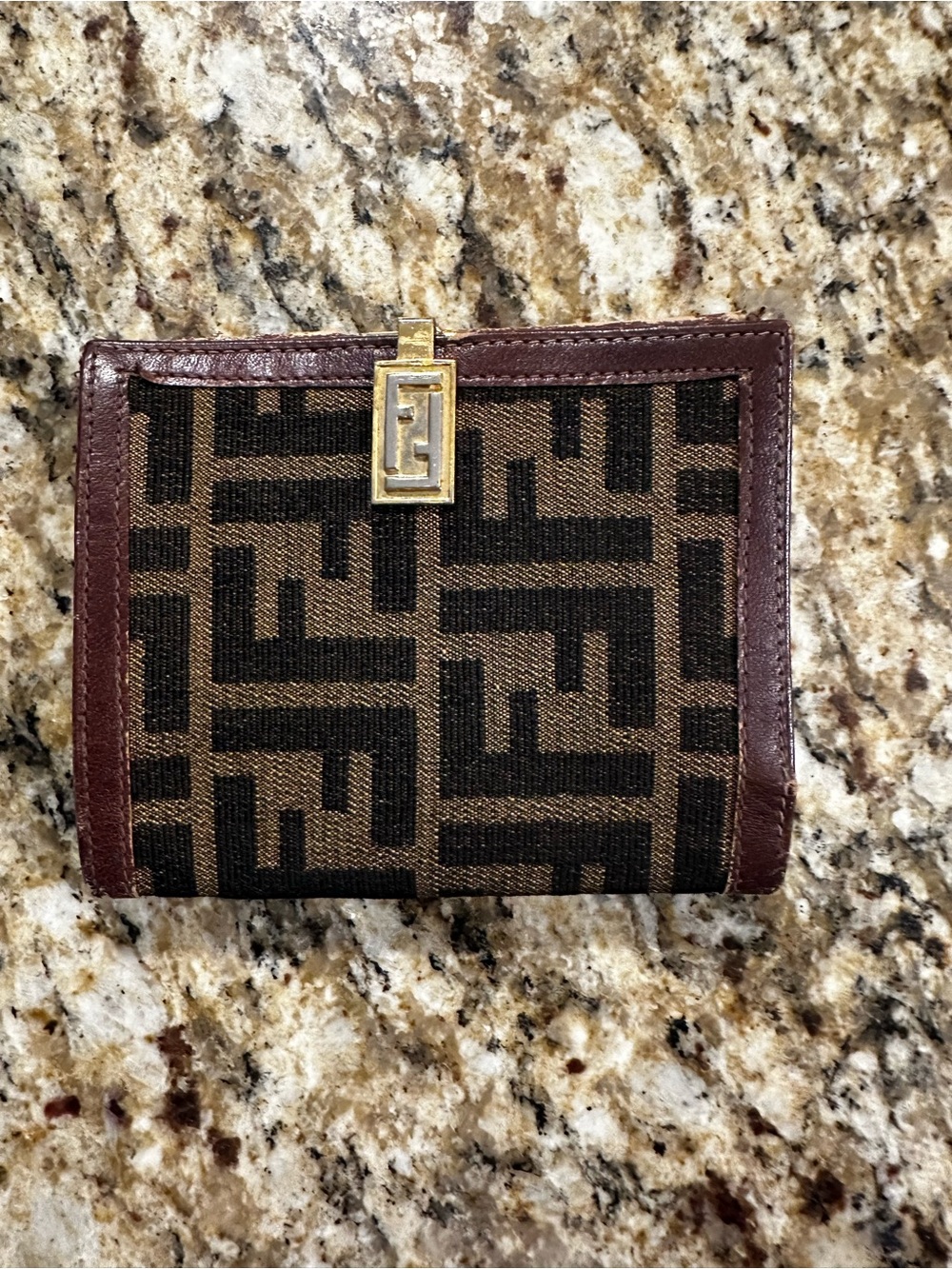 Fendi Zucca FF Logo Wallet, vintage- look at all pics**project piece**